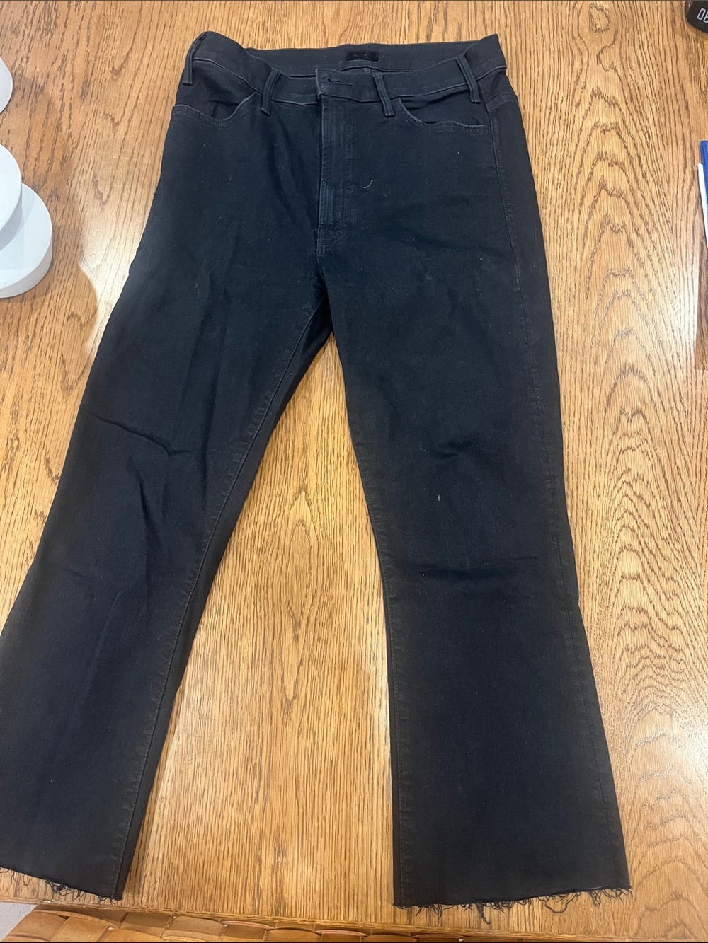MOTHER Black Flare Wide-Leg Jeans